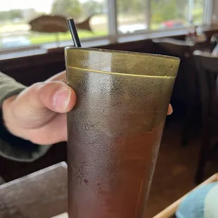 The lip stain on the side of the cup.