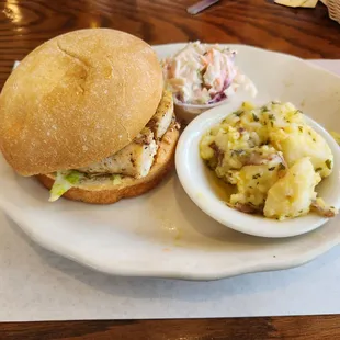 Grilled Fish Sandwich; thick and dry.