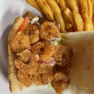 Shrimp were re-fried, yuk.