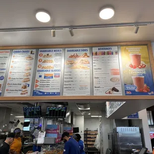 the menu of a fast food restaurant