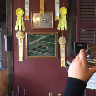 a person pouring a glass of wine