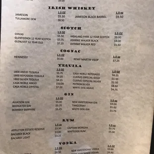 the menu