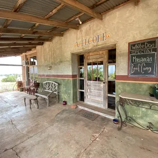 the entrance to the restaurant