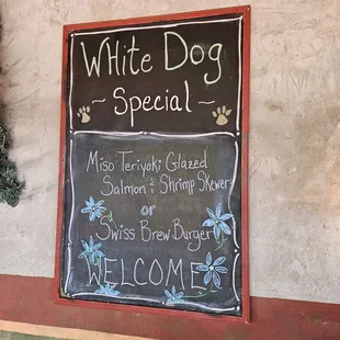 Special posted at entrance to restaurant
