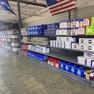 american flag hanging from the ceiling