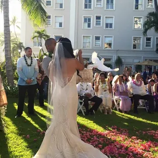 Our dove release during our wedding ceremony