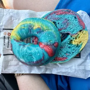 Rainbow bagel and cream cheese