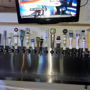 beer taps and television