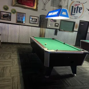 a pool table and billiards