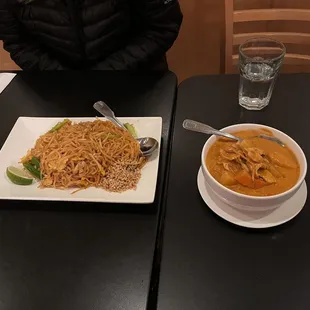 Pad Thai and Massaman Curry