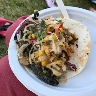 a taco on a paper plate