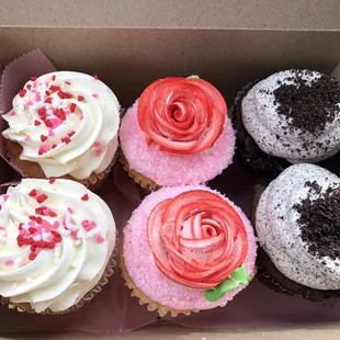 Valentine&apos;s Day 2019 Vanilla Sprinkle, Valentine Floral in Vanilla, &amp; Cookies and Cream Cupcake.