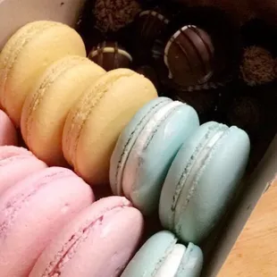 Truffles pictured are not from here. But those awesome macarons are!!