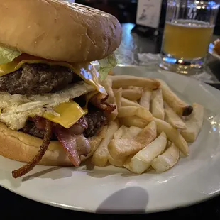 White Horse Burger.  Added bacon, a second patty, and a fried egg.