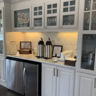 Common area coffee tea and cold drinks in the fridge 24 /7