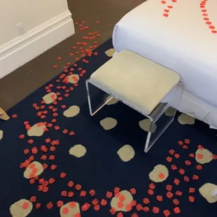 Rose pedals leading to the bed