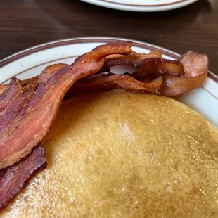 Great pancakes and bacon!