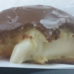 Inside my Custard Filled Chocolate donut.