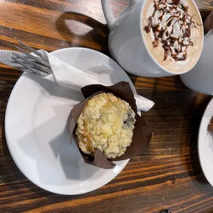 Mocha and blueberry muffin