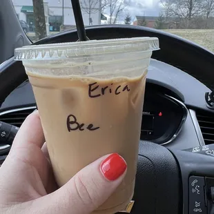 Valentine special latte "Bee Mine" (I think that was the name). It had vanilla and honey flavors.