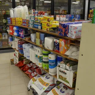 shelves full of products