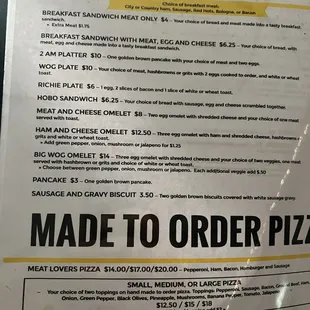 Menu as of July 2024