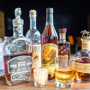 a variety of whiskeys