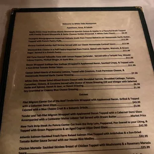 a menu on a table