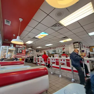 Retro diner booths in dining area