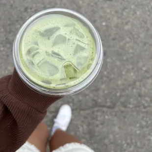 beautiful iced matcha with almond milk :)