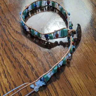 My newest project with beads from White Rabbit! Learned the skill at a White Rabbit 'wine and bead' class.