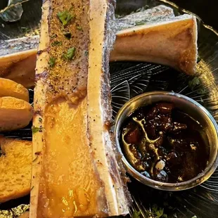 Roasted Bone Marrow with Bacon Onion Jam.