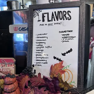 Flavors to be added to your drink.