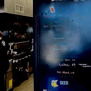 a menu for drinks