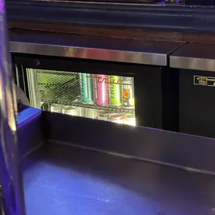 the inside of a beverage cooler