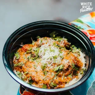 a close up of a bowl of food