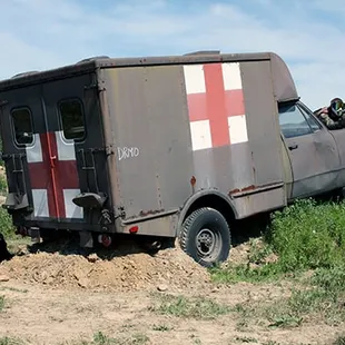 The military ambulance on our Utah Beach playing field