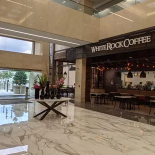 Close up of the foyer area of this office building