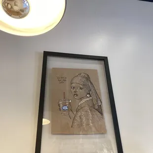 Girl w/ an Iced Chai Latte artwork.