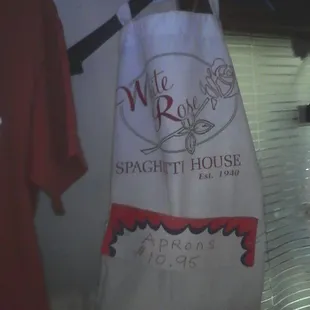 White Rose aprons for sale there in Restaurant