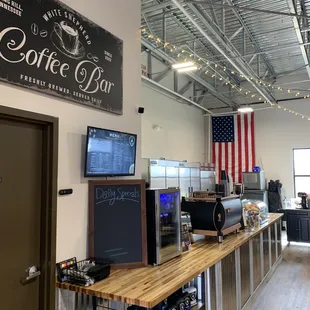 coffee bar with american flag