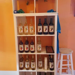 shelves with bottles of wine
