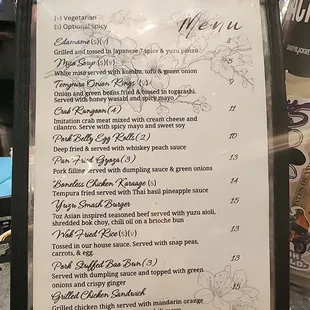 Food menu