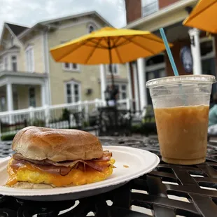 Build your own breakfast sandwich, cold brew, enjoyed on the patio.
