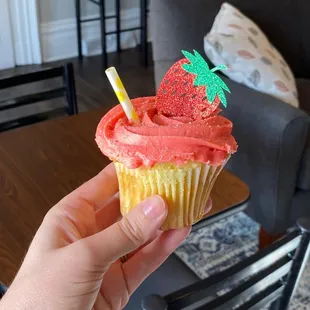 Homemade strawberry lemonade cupcake