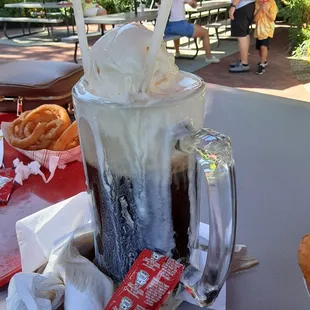 Overflowing Root Beer Float. Eat fast!