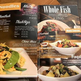 Noodles, main entree menu pages