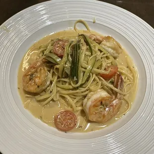 Linguine with prawns