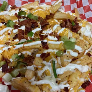 a plate of loaded fries