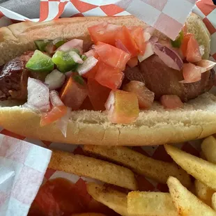 Hubby had a hot dog with pico de gallo. 4.20.24